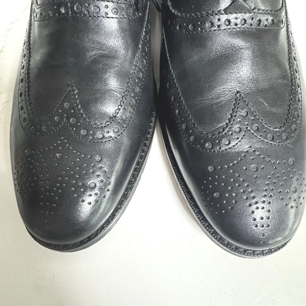 Cole Haan Cambridge‎ Wingtip Oxford Men 10.5 Black Leather Brogue Dress Shoe